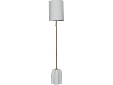 Gabby Florence Brushed Brass White Linen Ivory Floor Lamp GASCH175547
