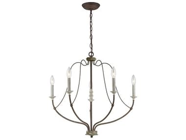 Generation Lighting Nadia 26" Wide 5-Light Distressed White Wood Gray Candelabra Chandelier GEN3000405748