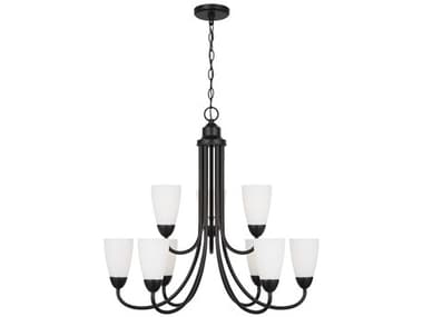 Generation Lighting Seville 9-Light Midnight Black Bell Tiered Chandelier GEN3120209112