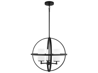 Generation Lighting Alturas 19" Wide 3-Light Midnight Black Glass Globe Chandelier GEN3124603112