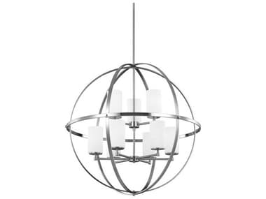 Generation Lighting Alturas 32" Wide 9-Light Brushed Nickel Glass Globe Chandelier GEN3124609962