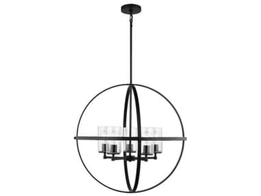 Generation Lighting Alturas 27" Wide 5-Light Midnight Black Glass Globe Chandelier GEN3124675112
