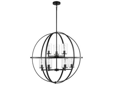 Generation Lighting Alturas 32" Wide 9-Light Midnight Black Glass Globe Chandelier GEN3124679112
