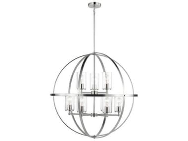 Generation Lighting Alturas 32" Wide 9-Light Brushed Nickel Glass Globe Chandelier GEN3124679962