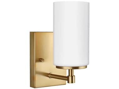 Generation Lighting Alturas 8" Tall 1-Light Satin Brass Glass Wall Sconce GEN4124601848