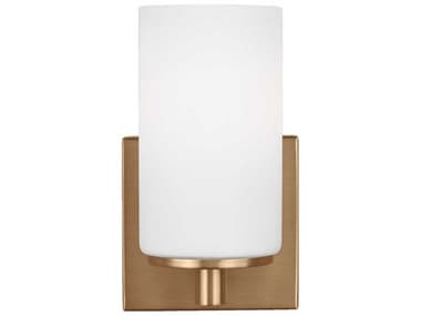 Generation Lighting Hettinger 7" Tall 1-Light Satin Brass Glass Wall Sconce GEN4139101848