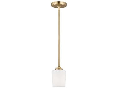 Generation Lighting Windom 4" 1-Light Satin Brass Glass Bell Mini Pendant GEN6102801848