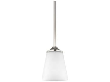 Generation Lighting Hanford 5" 1-Light Brushed Nickel Glass Bell Mini Pendant GEN6124501962