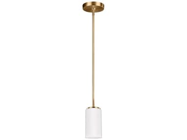 Generation Lighting Alturas 3" 1-Light Satin Brass Glass Cylinder Mini Pendant GEN6124601848
