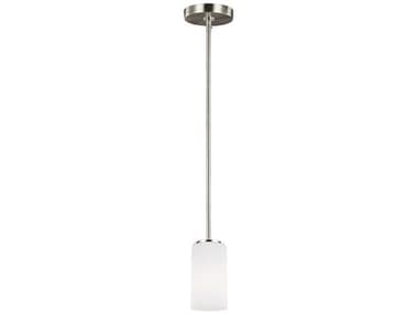 Generation Lighting Alturas 3" 1-Light Brushed Nickel Glass Cylinder Pendant GEN6124601962