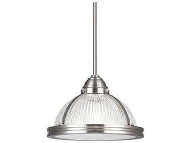 Generation Lighting Pratt Street 11&quot; 1-Light Brushed Nickel Glass Dome Mini Pendant GEN65060962