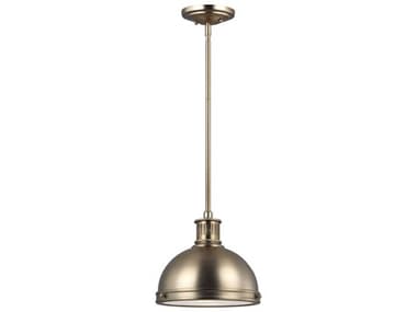 Generation Lighting Pratt Street 9" 1-Light Satin Brass Glass Dome Mini Pendant GEN65085848