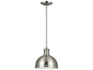 Generation Lighting Pratt Street 9" 1-Light Brushed Nickel Glass Dome Mini Pendant GEN65085962