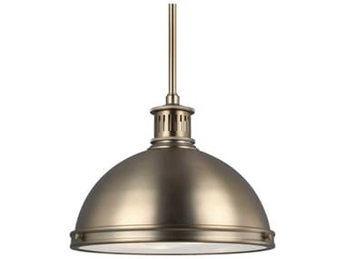 Generation Lighting Pratt Street 13" 2-Light Satin Brass Glass Dome Pendant GEN65086848