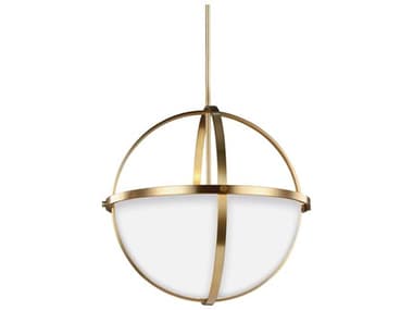 Generation Lighting Alturas 19" 3-Light Satin Brass Glass Globe Pendant GEN6624603848