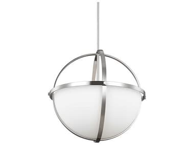 Generation Lighting Alturas 19" 3-Light Brushed Nickel Glass Globe Pendant GEN6624603962