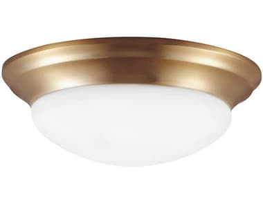 Generation Lighting Nash 11" 1-Light Satin Brass Glass Bowl Flush Mount GEN75434848