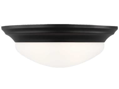 Generation Lighting Nash 14" 2-Light Midnight Black Glass Bowl Flush Mount GEN75435112