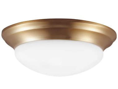 Generation Lighting Nash 14" 2-Light Satin Brass Glass Bowl Flush Mount GEN75435848
