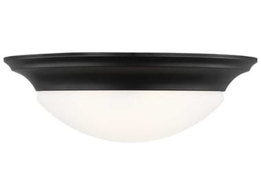 Generation Lighting Nash 16" 3-Light Midnight Black Glass Bowl Flush Mount GEN75436112