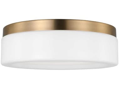 Generation Lighting Rhett 12" 1-Light Satin Brass Glass LED Flush Mount GEN7569093S848