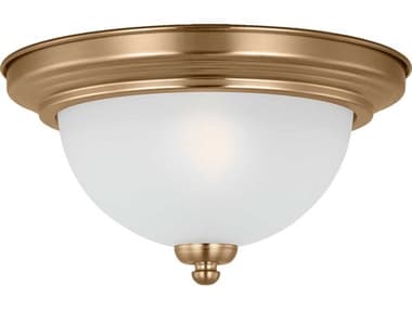 Generation Lighting Geary 10" 1-Light Satin Brass Glass Bowl Flush Mount GEN77063848