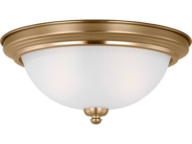 Generation Lighting Geary 12" 2-Light Satin Brass Glass Bowl Flush Mount GEN77064848