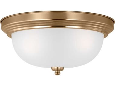 Generation Lighting Geary 14" 3-Light Satin Brass Glass Bowl Flush Mount GEN77065848