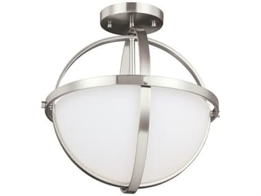 Generation Lighting Alturas 14" 2-Light Brushed Nickel Glass Globe Semi Flush Mount GEN7724602962