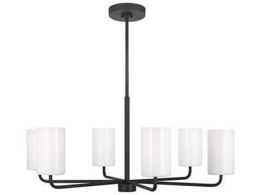 Generation Lighting Rhett 6-Light Midnight Black Cylinder Chandelier GENGLC1026MBK