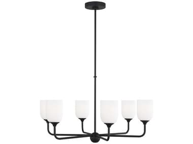 Generation Lighting Emile 30" Wide 6-Light Midnight Black Chandelier GENGLC1096MBK