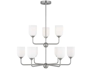 Generation Lighting Emile 30" Wide 9-Light Brushed Steel Tiered Chandelier GENGLC1109BS