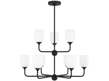 Generation Lighting Emile 30" Wide 9-Light Midnight Black Tiered Chandelier GENGLC1109MBK