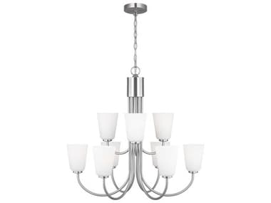 Generation Lighting Miles 9-Light Brushed Nickel Bell Chandelier GENGLC1139BS