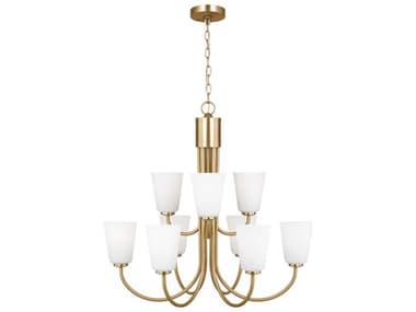 Generation Lighting Miles 9-Light Satin Brass Bell Chandelier GENGLC1139SB