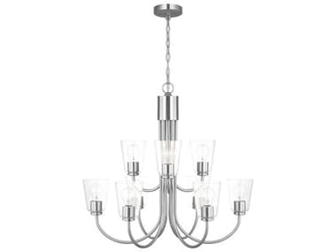 Generation Lighting Miles 9-Light Brushed Nickel Bell Chandelier GENGLC1169BS
