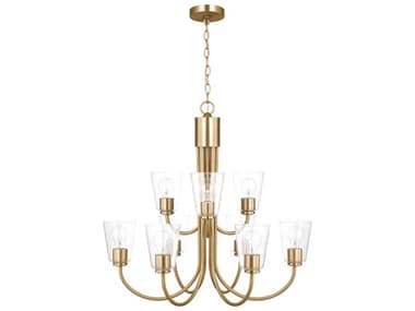 Generation Lighting Miles 9-Light Satin Brass Bell Chandelier GENGLC1169SB