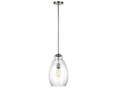 Generation Lighting Marino 9" 1-Light Satin Nickel Glass Bell Mini Pendant GENP1484SN