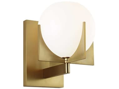 Generation Lighting Abbott 7" Tall 1-Light Burnished Brass Glass Wall Sconce GENVS2461BBS