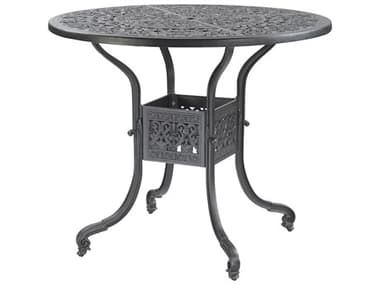 Gensun Florence Cast Aluminum 48'' Wide Round Bar Table with Umbrella Hole GES10230L48