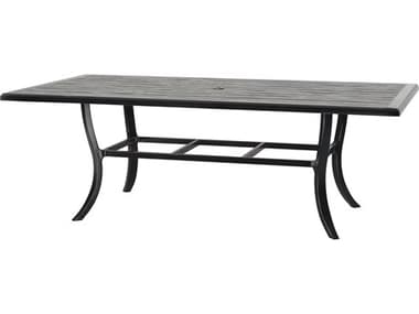 Gensun Lattice Aluminum 86''W x 44''D Rectangular Dining Table with Umbrella Hole GES102900C9