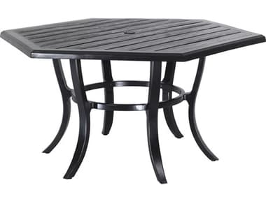 Gensun Lattice Cast Aluminum 61''W x 53''D Hexagon Dining Table with Umbrella Hole GES10296A61