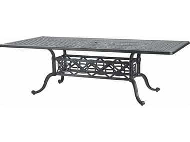 Gensun Grand Terrace Cast Aluminum 86''W x 42''D Rectangular Dining Table with Umbrella Hole GES103400C3