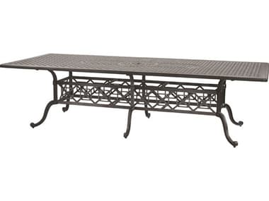 Gensun Grand Terrace Cast Aluminum 112'W x 48''D Rectangular Dining Table with Umbrella Hole GES103400C4