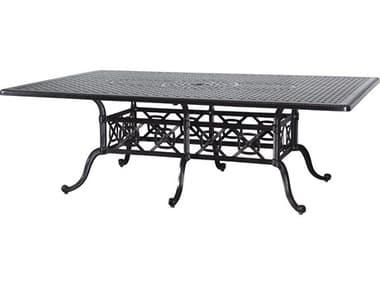 Gensun Grand Terrace Cast Aluminum 90''W x 60''D Rectangular Dining Table with Umbrella Hole GES103400C6
