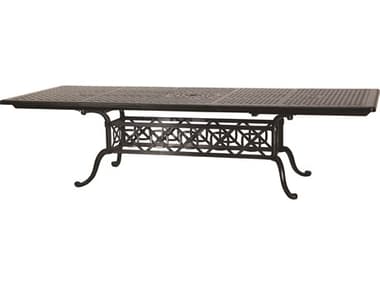 Gensun Grand Terrace Cast Aluminum 74-114''W x 44''D Rectangular Extension Dining Table with Umbrella Hole GES103400H1