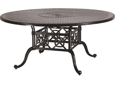 Gensun Grand Terrace Cast Aluminum 66'' Round Dining Table with Umbrella Hole GES10340A66