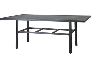Gensun Plank Aluminum 72''W x 44''D Rectangular Dining Table with Umbrella Hole GES104600C8