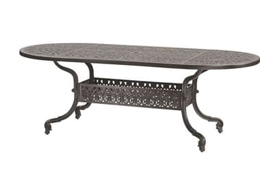 Gensun Florence Cast Aluminum 86''W x 42''D Oval Dining Table with Umbrella Hole GES112300B3