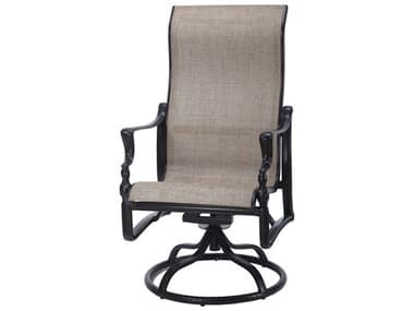 Gensun Bel Air Sling Cast Aluminum High Back Swivel Rocker Dining Arm Chair GES50990011